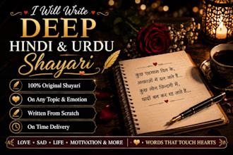 write original deep hindi urdu shayari,  and emotional verses