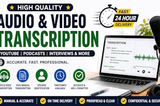 do high quality audio transcription or video transcription for youtube, podcasts