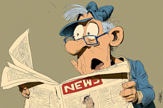 make front page wit sharp newspaper cartoon illustrations