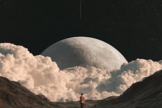 create collage retro album cover art design