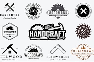 design professional carpentry woodwork and wood craft logo