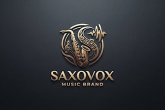 design a creative saxophone logo for music brand