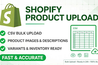 bulk upload products via CSV to shopify store
