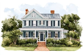 do handmade watercolor painting of house