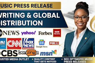 write music press release, distribute artist press release, distribute music pr
