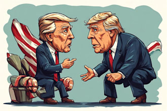 illustrate a goofy political cartoon caricature illustration