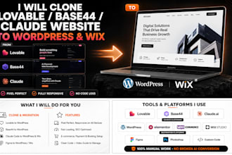 clone lovable, base44 or claude website to wordpress or wix