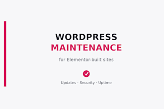 provide monthly wordpress and elementor site maintenance and support