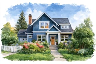 make watercolor house painting