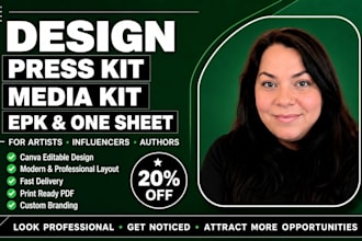 design press kit media kit epk one sheet for artist influencers authors on canva