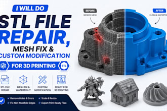 do stl file repair mesh fix and custom modification for 3d printing