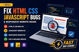 fix HTML CSS javascript bugs and responsive website issues