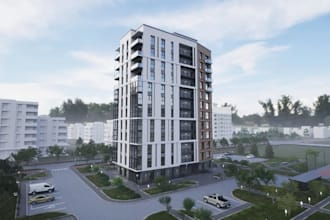 remodel multi story house exterior,high rise residential property, cgi rendering
