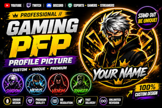 design professional gaming profile picture pfp for esports youtube twitch