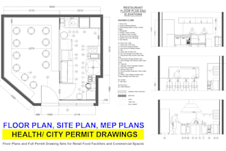 do floor plan of restaurant, retail or commercial space for health, city permit
