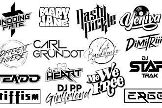 design dj music, edm hip hop, text, rap, typography, band logo