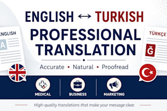 translate english to turkish and turkish to english professionally
