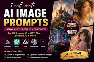 create stunning ai image prompts for midjourney, flux and chatgpt
