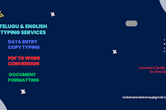 do accurate telugu and english typing and data entry