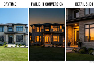 do real estate day to dusk twilight photo editing