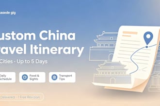 create personalized travel itinerary for 1 or 2 cities in china