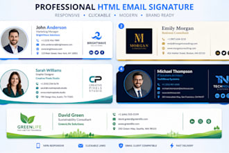 design responsive clickable HTML email signature on gmail outlook and apple mail