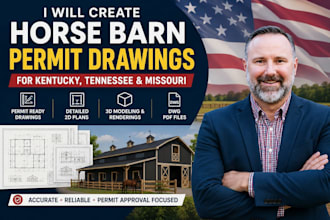 create horse barn drawings for kentucky, tennessee and missouri