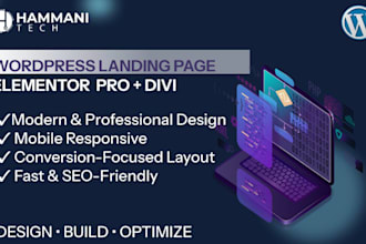 build a responsive wordpress website or landing page with elementor pro and divi