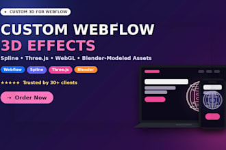build custom webflow 3d animation website with spline, threejs, webgl, blender