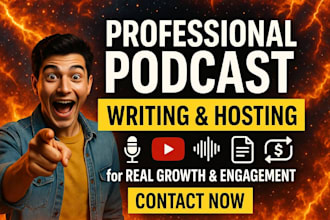 research and write podcast script for hire