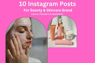 design aesthetic instagram posts for beauty skincare brand