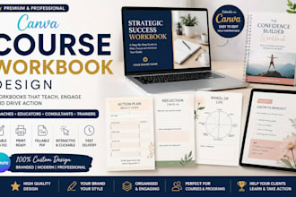 design a branded canva course workbook, worksheet and training manual