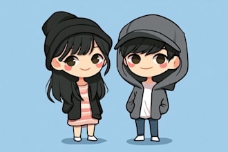 draw cute self portrait, couple, or idol