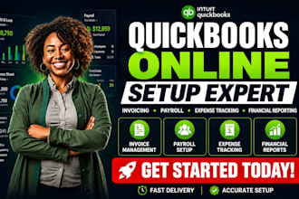 setup quickbooks invoicing expense tracking payroll qbo financial reporting