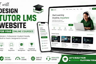 design responsive tutor lms website for your online courses
