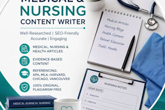 write medical, nursing, healthcare blogs and articles