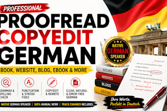 proofread copyedit german book, website, blog, edit and rewrite germany ebook