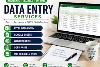 do data entry, excel, google sheet, copy paste, webresearch