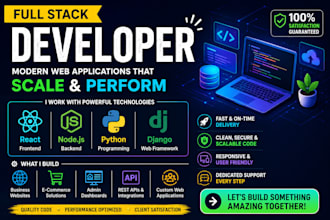 develop react node js python django full stack website