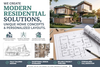design professional house plans with floor plans, elevations and sections
