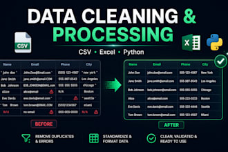 clean, convert and process your CSV and excel data