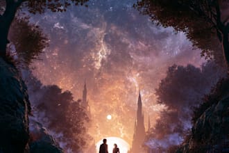 design a unique fantasy album cover illustration