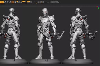 design custom 3d sci fi robot character,3d mech warrior figure, for 3d printing