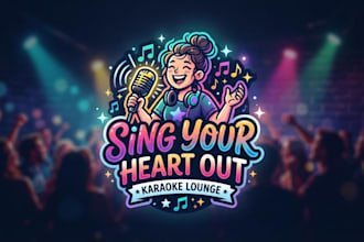 design a fun karaoke logo for your music business