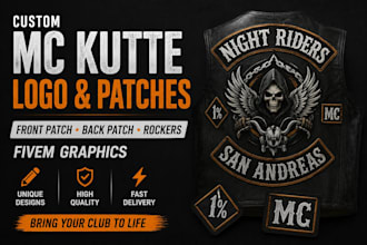 design custom mc kutte logo biker front patch fivem graphics