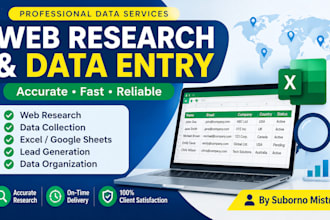 web research, data collection and data entry