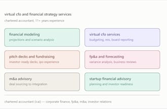 provide virtual cfo services, financial planning, and investor pitch deck