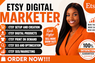 setup etsy shop with etsy digital product print on demand seo listing