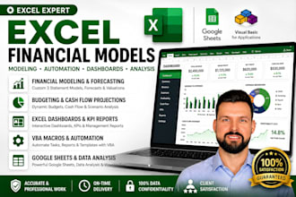 build vba macros, dashboard, excel financial models, google sheets, automation