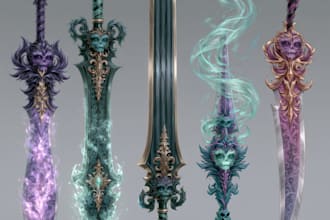 high quality weapon concept art for gaming and more